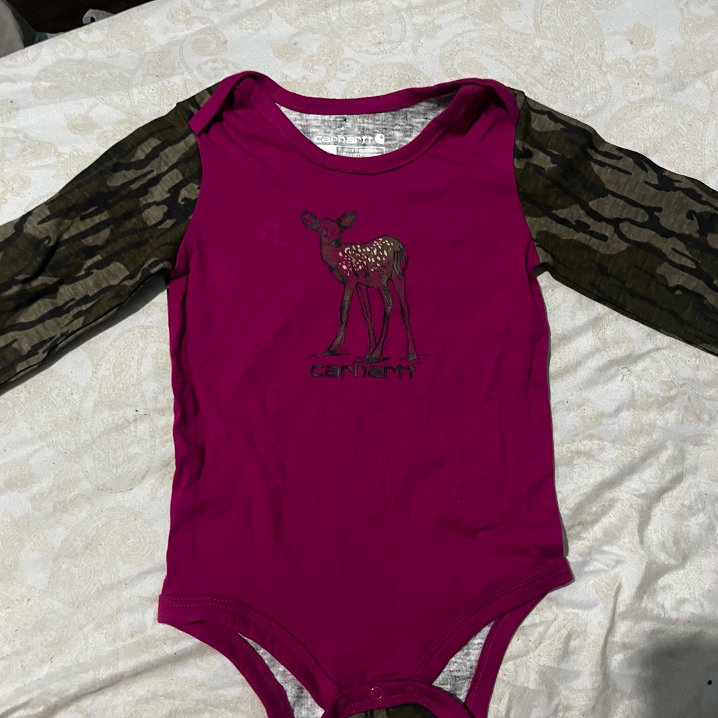 Carhartt Magenta One-Piece Bodysuit With Camo Sleeves